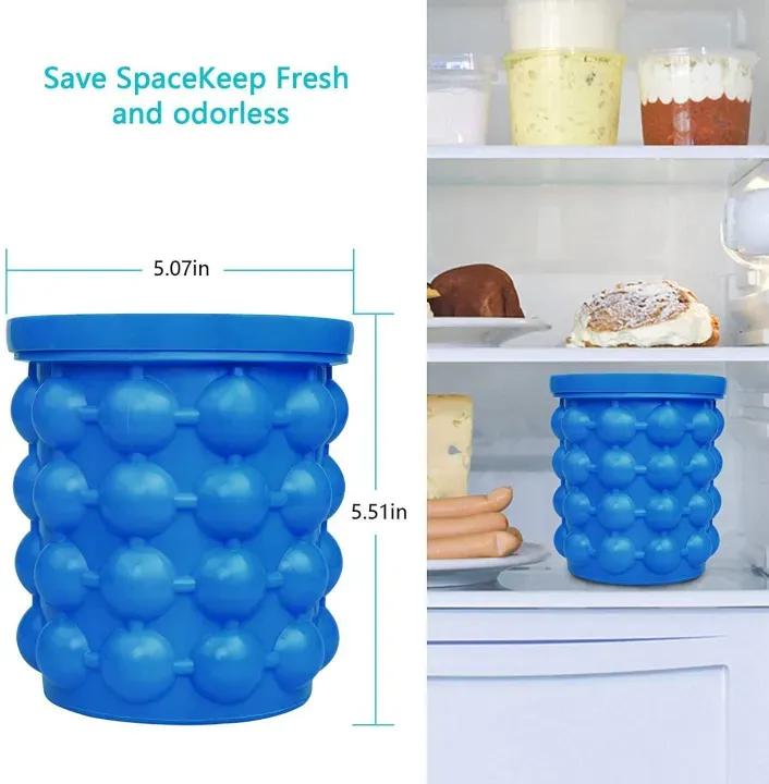 Ice Genie Silicone Ice Cube Maker - 120 Ice Cube Capacity Space Saving Ice Bucket Containers Food Grade Material Freezer Beverage Cooler - Image 4