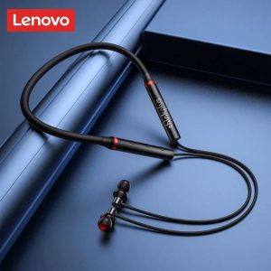 Lenovo Premium Bluetooth Neckband Model 05 – Super Bass Wireless Earphones with Clear Voice & Fast Charging (Black)