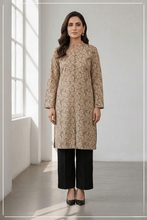 Unstitched Black Allover Block Printed 2-Pcs Katan Silk Suit for Women – Premium Soft Fabric Shirt & Trouser Dress Material