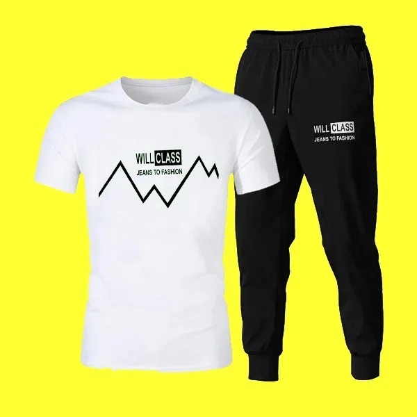 Black Trendy Markhor Printed Track Suit for Men & Boys | Soft & Comfortable Summer Wear | Lightweight Breathable Fabric - Image 2