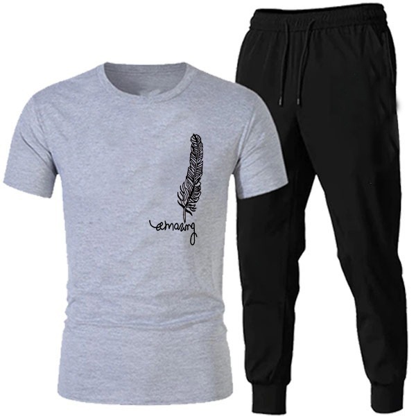 Black Trendy Markhor Printed Track Suit for Men & Boys | Soft & Comfortable Summer Wear | Lightweight Breathable Fabric - Image 2