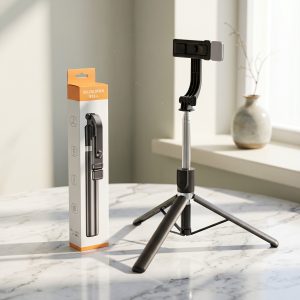 4 In 1 R1SL Selfie Stick Featuring A Bluetooth Remote, Tripod Stand, Light And Retractable Mobile Holder