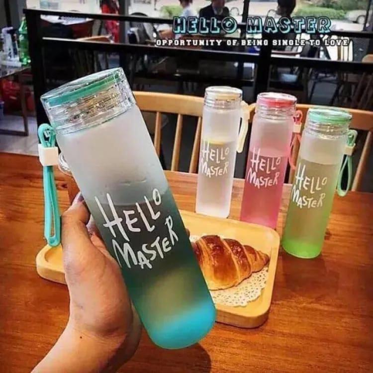 Hello Master 480ml Frosted Glass Water Bottle - Transparent Leak-Proof Portable Drinkware with Carrying Strap (Random Color) - Image 6