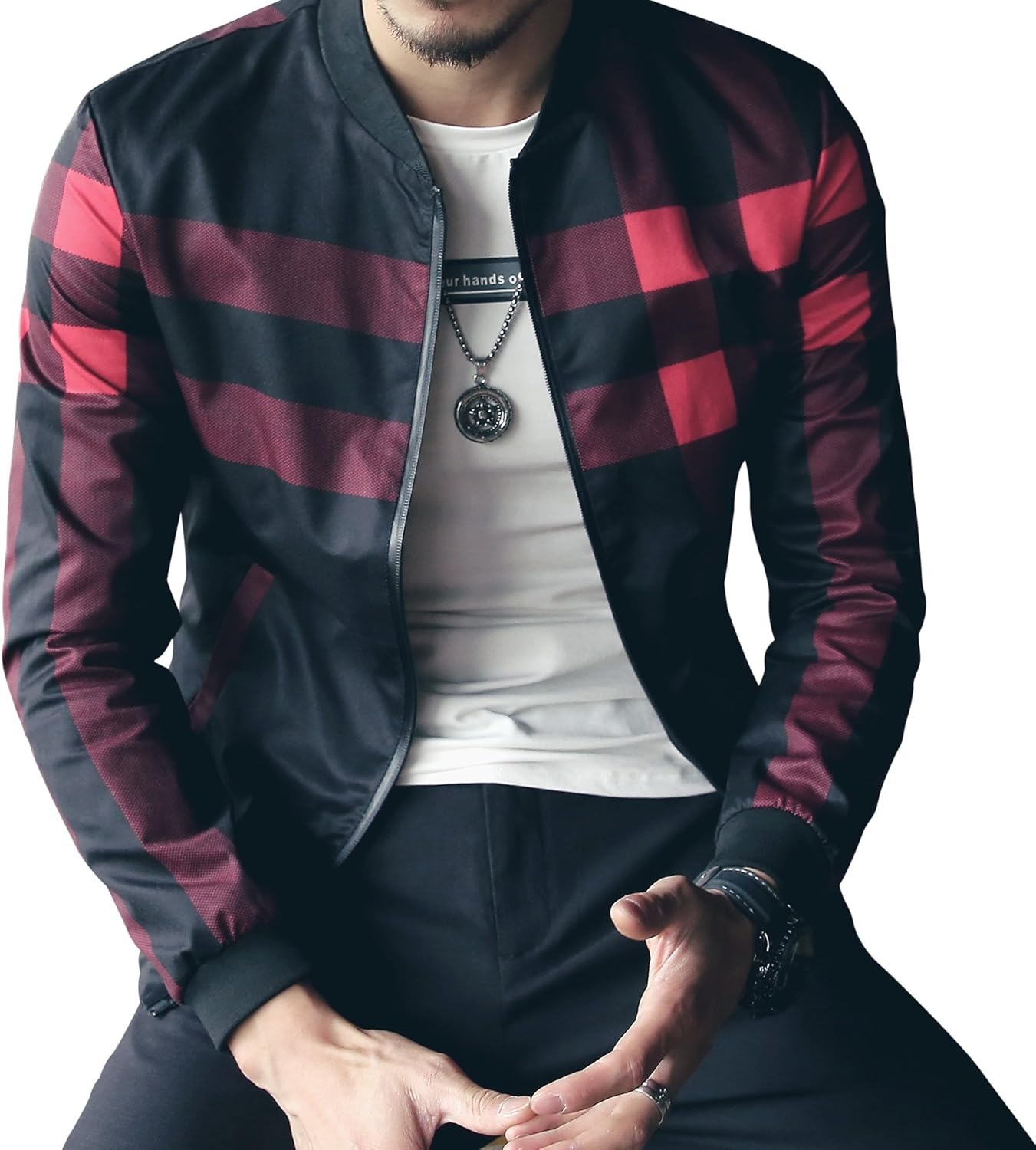 Men's Stylish Zipper Jacket with Contrast Checked Zipper | Jacket For Men's & Boys | Stylish Jacket For Formal & Casual Wear | Checked Design Jacket - Image 4