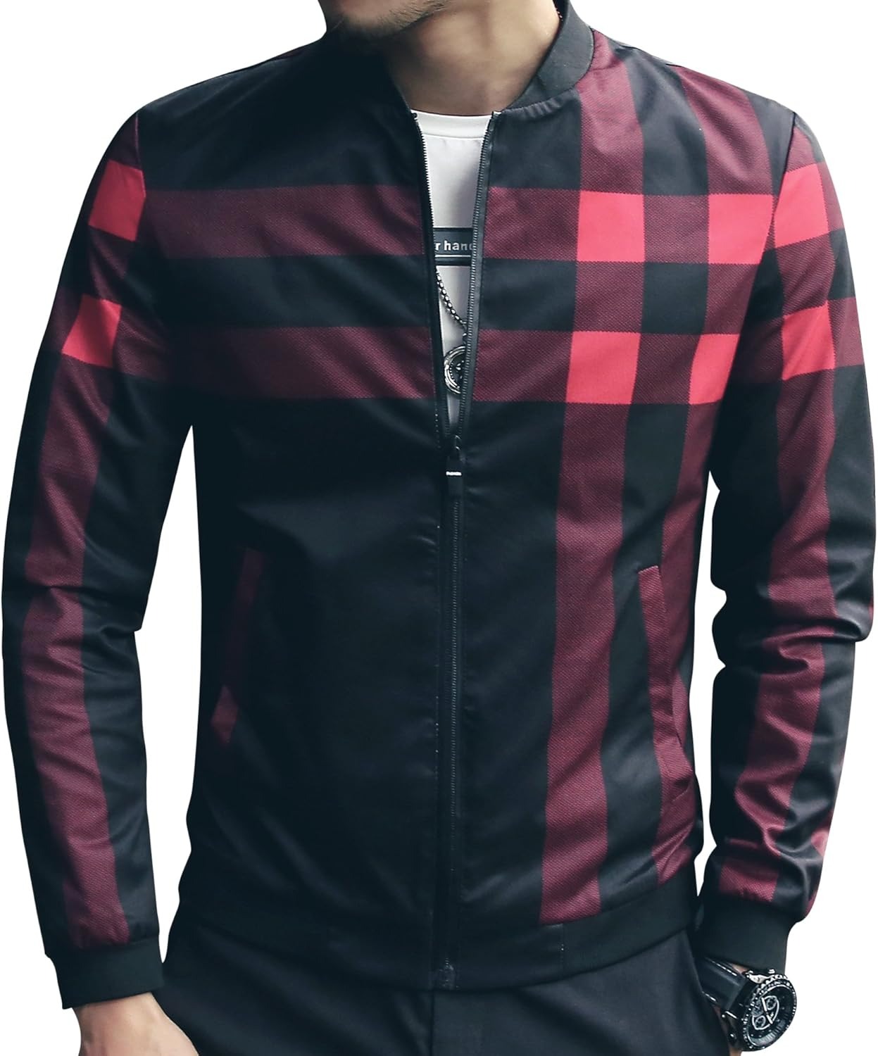Men's Stylish Zipper Jacket with Contrast Checked Zipper | Jacket For Men's & Boys | Stylish Jacket For Formal & Casual Wear | Checked Design Jacket - Image 3