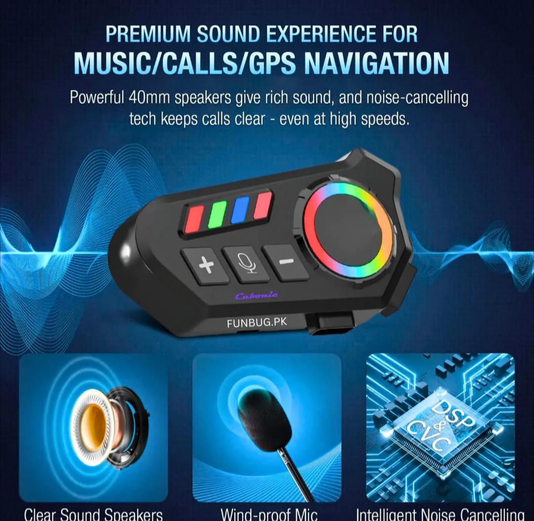K06A Motorcycle Helmet Bluetooth Headset – BT 6.0 Wireless Earphone with CVC Intelligent Noise Reduction, IP67 Waterproof, 800mAh Battery & Type-C Fast Charging - Image 5