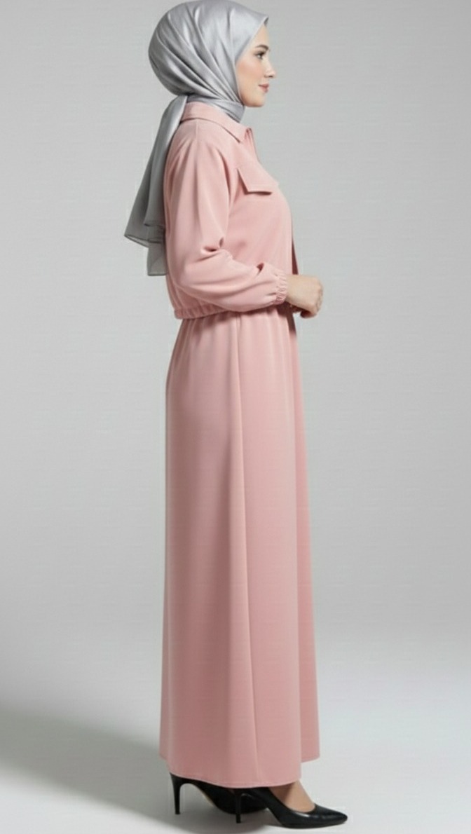 Stylish 2 Piece Set Long Frock Maxi Dress With Matching Zipper Jacket Premium Quality - Image 2