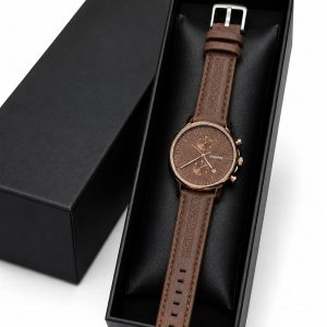 Beisheng Men's Leather Strap Watch  Perfect for formal and casual occasions - Brown