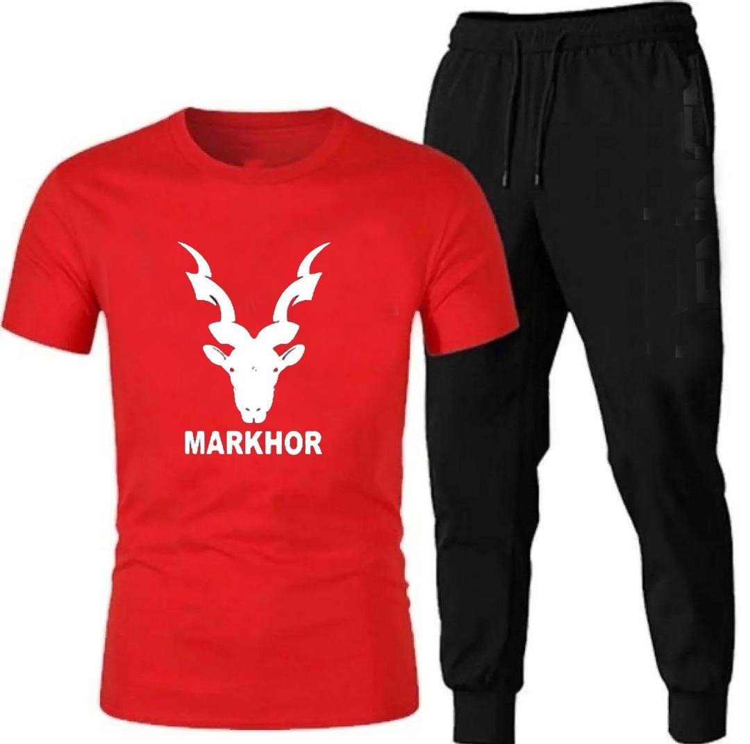 Premium Micro Men’s Tracksuit Markhor Print Comfortable Sportswear For Gym Workout Training And Daily Wear