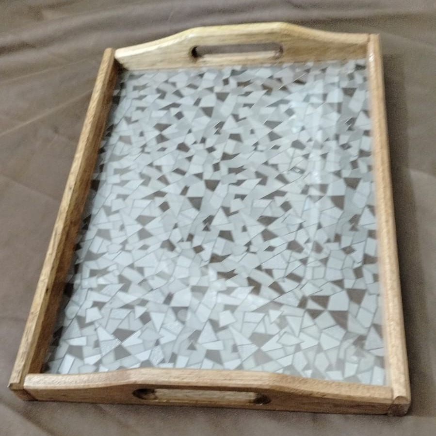 Premium Wood & Acrylic Serving Tray – Elegant Decorative Tray for Serving, Coffee Table & Home Décor (Multiple Sizes) - Image 6
