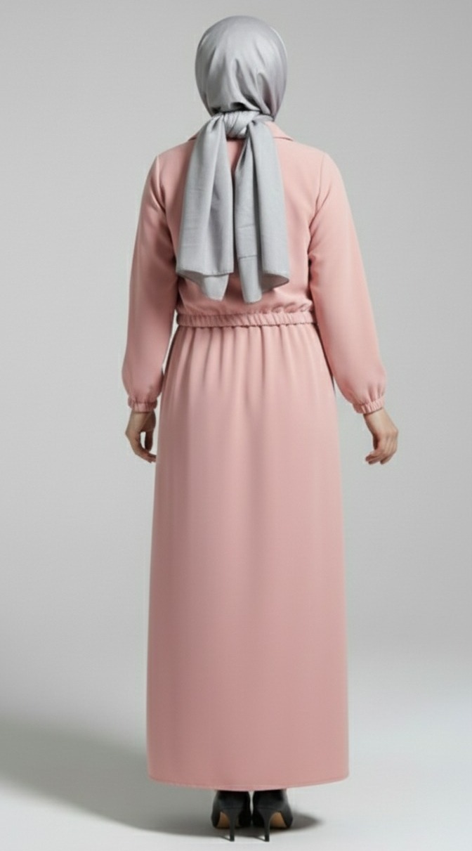 Stylish 2 Piece Set Long Frock Maxi Dress With Matching Zipper Jacket Premium Quality - Image 3