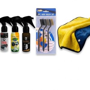 7-in-1 Bike Cleaning Combo Deal – 3 Cleaning Sprays, 3 Wire Brushes & Microfiber Cloth
