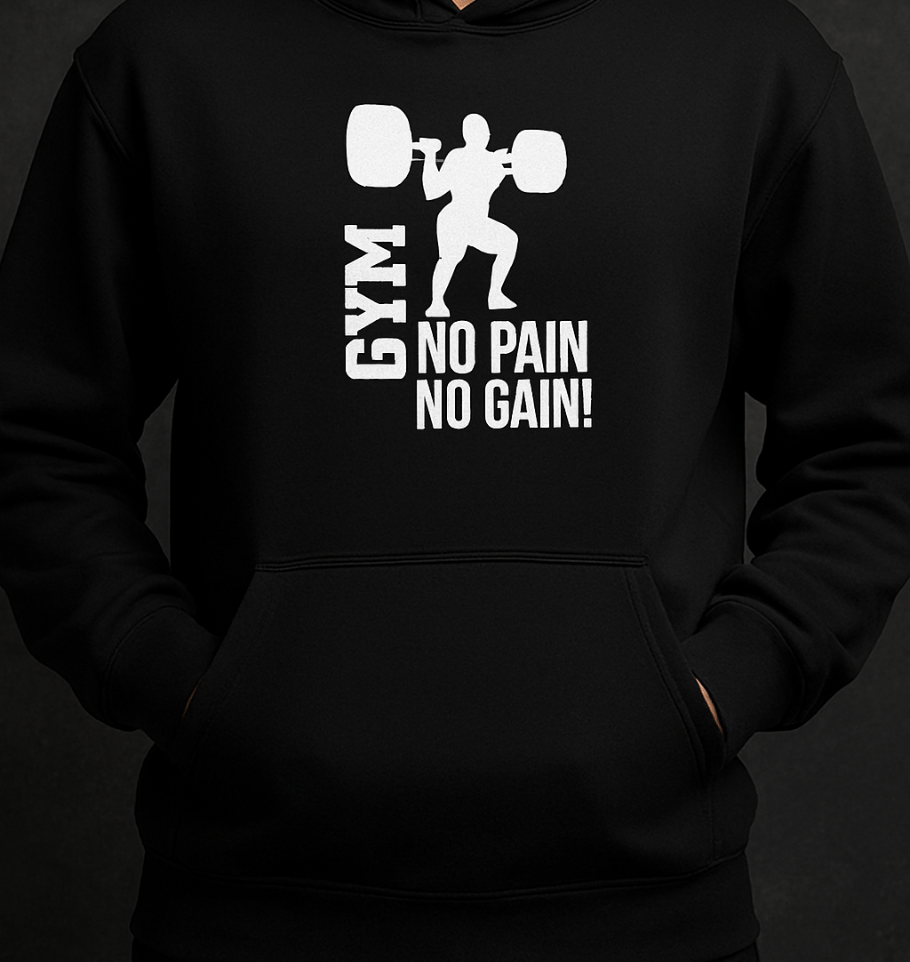 New Summer Collection Full Black Hoodie with GYM Print for Men and Boys – Comfortable, Stylish & Casual Wear - Image 3