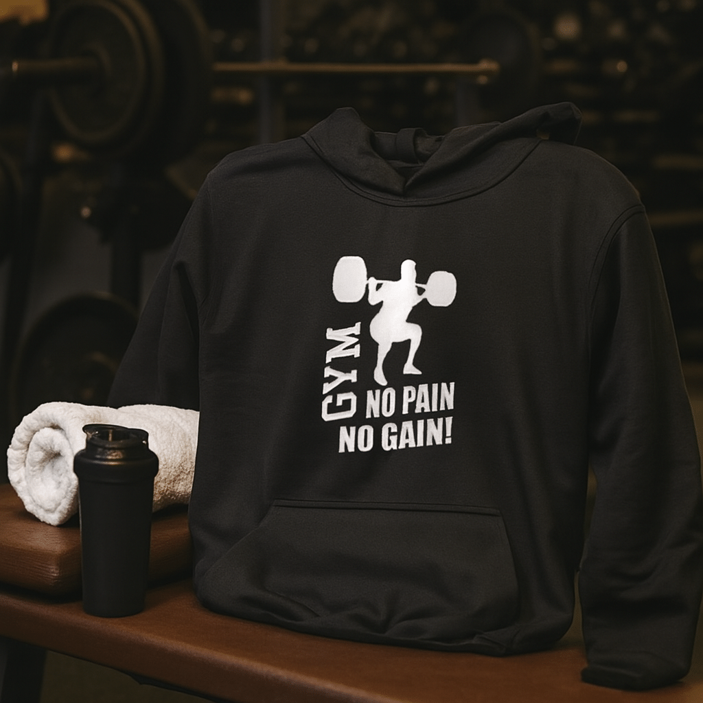 New Summer Collection Full Black Hoodie with GYM Print for Men and Boys – Comfortable, Stylish & Casual Wear