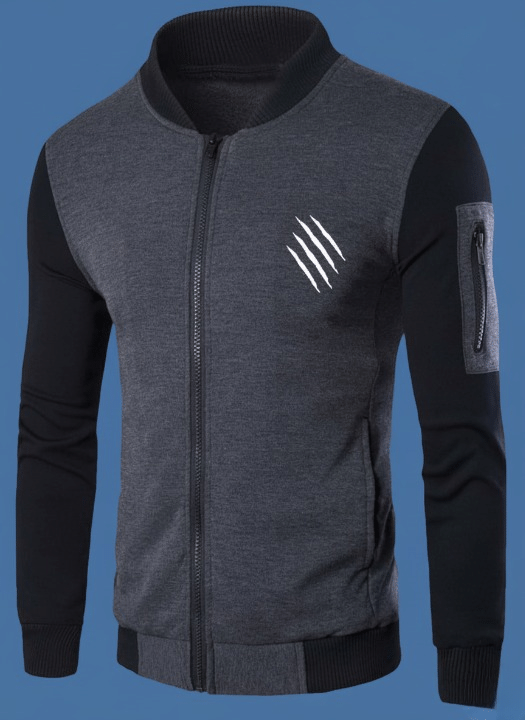 New Winter Collection Charcoal Grey Printed Zipper Jacket for Men & Boys – Premium French Fleece, Smart Fit, Stylish & Comfortable Winter Wear - Image 3