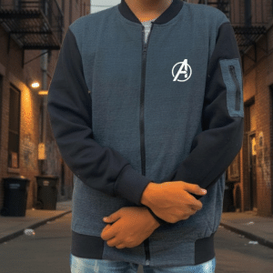 New Winter Collection Charcoal Grey Avenger Printed Zipper Jacket for Men & Boys – Premium French Fleece, Stylish, Comfortable & Durable Winter Wear