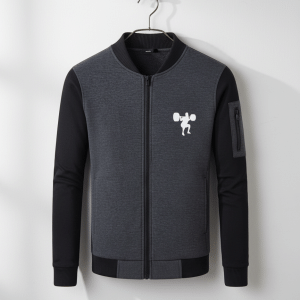 New Winter Collection Charcoal Grey Gym Printed Zipper Jacket for Men & Boys – French Fleece, Premium Quality, Stylish & Comfortable Winter Wear