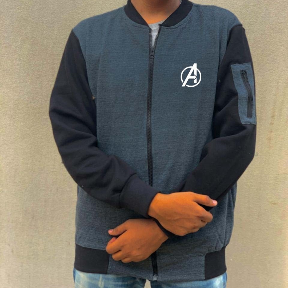 New Winter Collection Charcoal Grey Avenger Printed Zipper Jacket for Men & Boys – Premium French Fleece, Stylish, Comfortable & Durable Winter Wear - Image 3