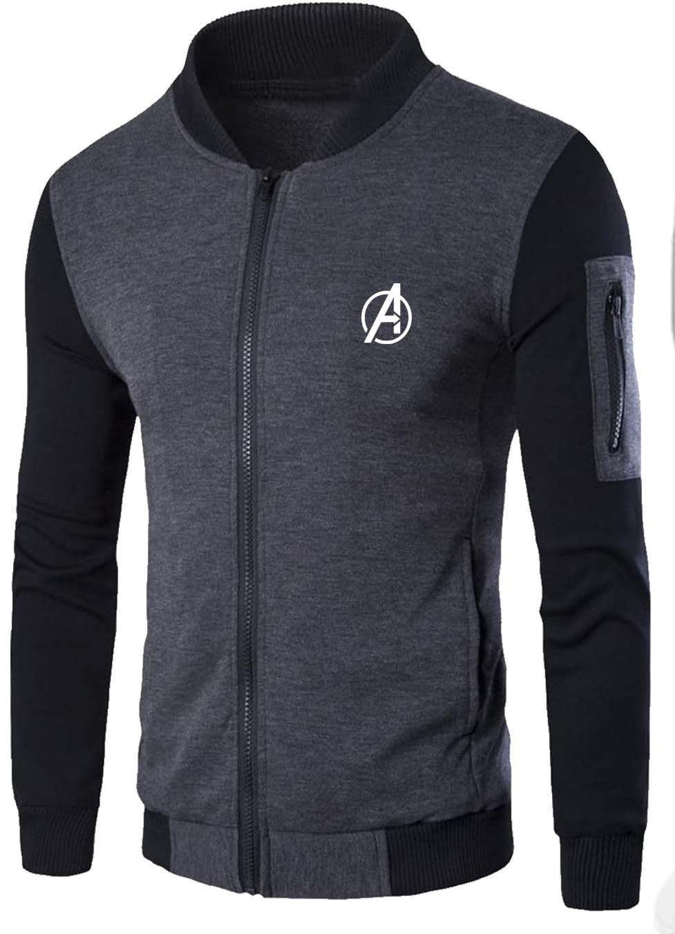 New Winter Collection Charcoal Grey Avenger Printed Zipper Jacket for Men & Boys – Premium French Fleece, Stylish, Comfortable & Durable Winter Wear - Image 4