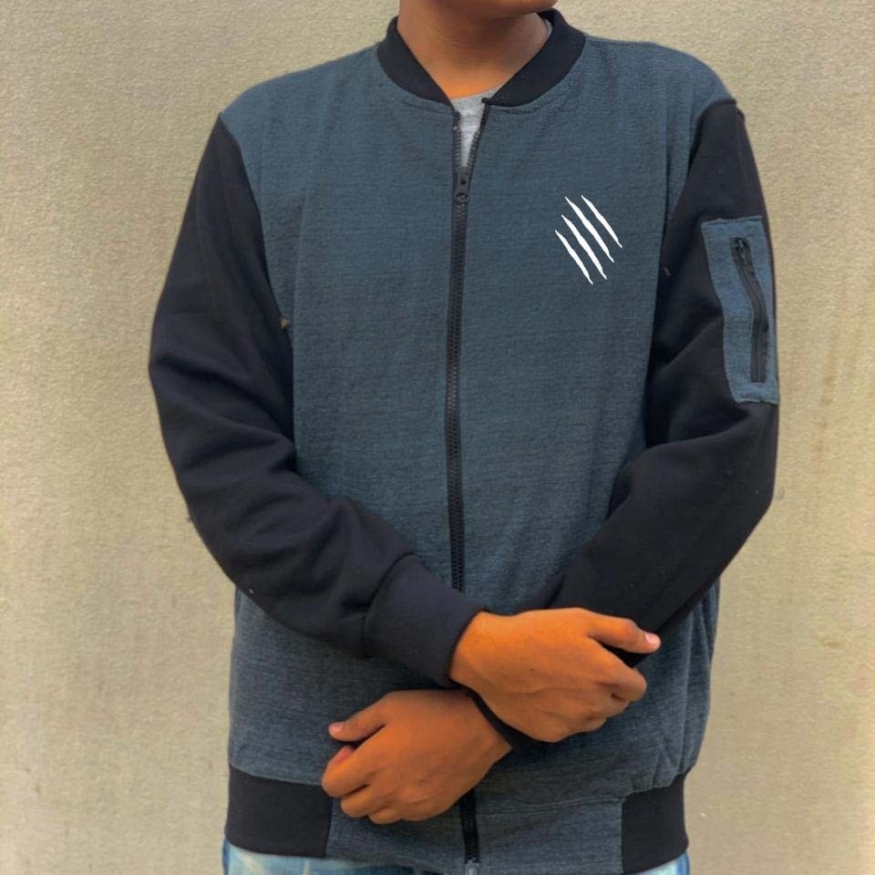 New Winter Collection Charcoal Grey Printed Zipper Jacket for Men & Boys – Premium French Fleece, Smart Fit, Stylish & Comfortable Winter Wear - Image 4