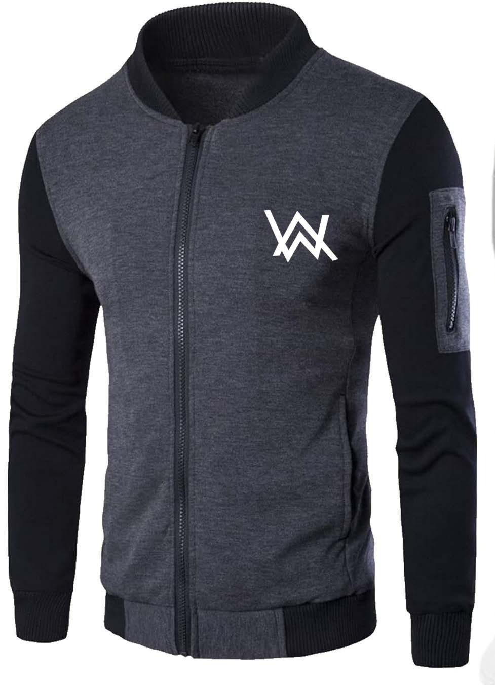 NEW Winter Collection Charcoal Grey WA Printed Zipper Jacket for Men & Boys – Premium Fleece Material, Stylish Bomber Design, Full Front Zipper Closure - Image 4