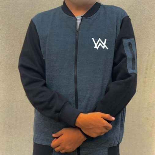 NEW Winter Collection Charcoal Grey WA Printed Zipper Jacket for Men & Boys – Premium Fleece Material, Stylish Bomber Design, Full Front Zipper Closure - Image 3