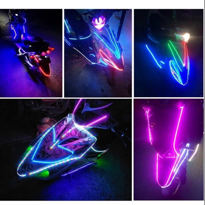 Premium Multi Color RGB LED Chain Cover Light For Motorcycles Waterproof Flexible Strip Light 45CM - Image 3