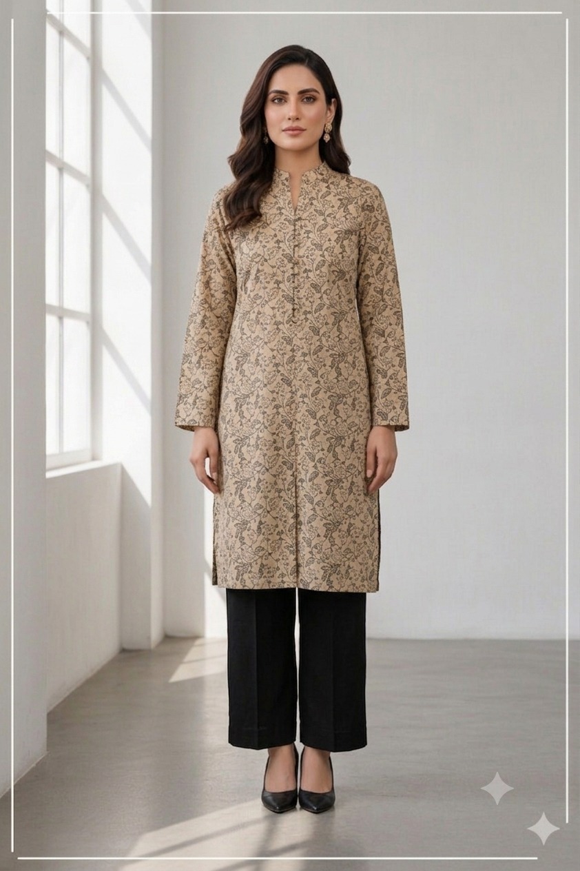 Unstitched Black Allover Block Printed 2-Pcs Katan Silk Suit for Women – Premium Soft Fabric Shirt & Trouser Dress Material - Image 2
