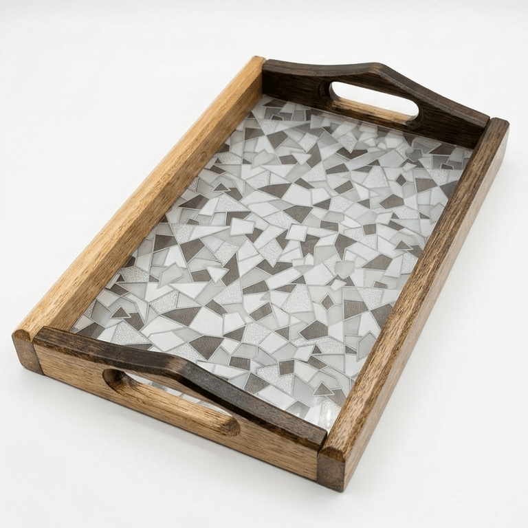 Premium Wood & Acrylic Serving Tray – Elegant Decorative Tray for Serving, Coffee Table & Home Décor (Multiple Sizes) - Image 3