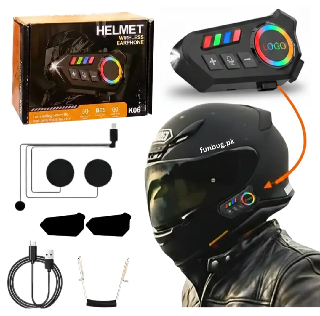K06A Motorcycle Helmet Bluetooth Headset – BT 6.0 Wireless Earphone with CVC Intelligent Noise Reduction, IP67 Waterproof, 800mAh Battery & Type-C Fast Charging - Image 3