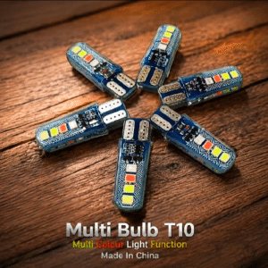 T10 RGB Four Color LED Parking Bulb for Car and Bikes