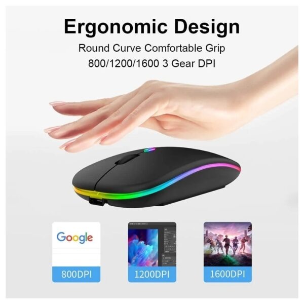 HP W10 Wireless Mouse - Slim Silent Stylish 2.4GHz Wireless Optical Mouse With Ergonomic Design Plug And Play USB Receiver For Laptop PC (Random Color) - Image 5