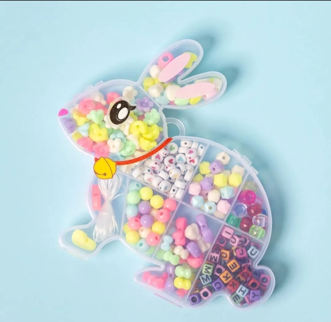 Single DIY Beads Set With Bunny Shape Storage Box For Bracelet And Locket Making With Different Beads In One - Image 3