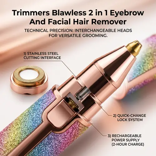 Flawless 2-in-1 USB Rechargeable Eyebrow Trimmer & Shaver (HX-203B) - Image 4