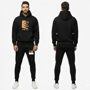 Men's Black Printed Tracksuit Trendy Design Casual Comfortable Style