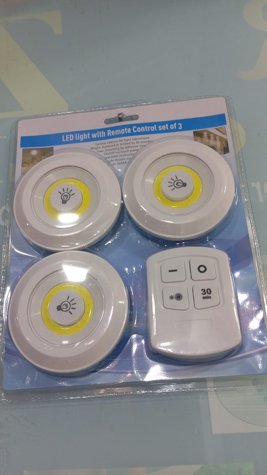 Pack of 3 LED Remote Control Lights – Tap Lights with Self Adhesive for Cabinet, Wardrobe & Kitchen ~ Cell Operated - Image 6