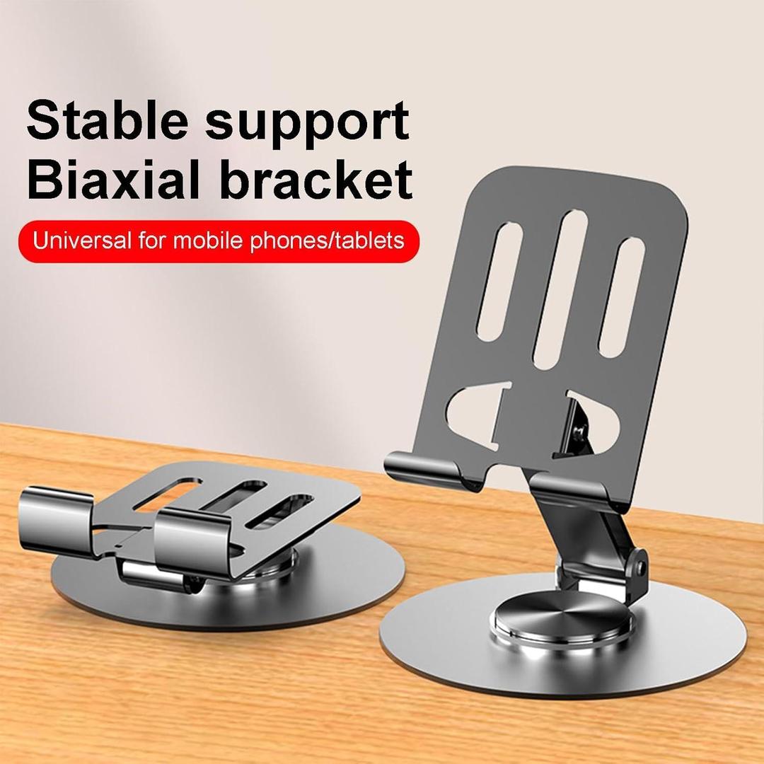 ZY034 Adjustable Desktop Mobile Phone Holder | Premium ABS Metal Biaxial Bracket Stand | 360 Degree Rotating Universal Table Mount - Grey - Image 3