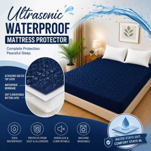 Ultrasonic Quilted Waterproof Mattress Protector – Joint-Free Fitted Cover (King Size)