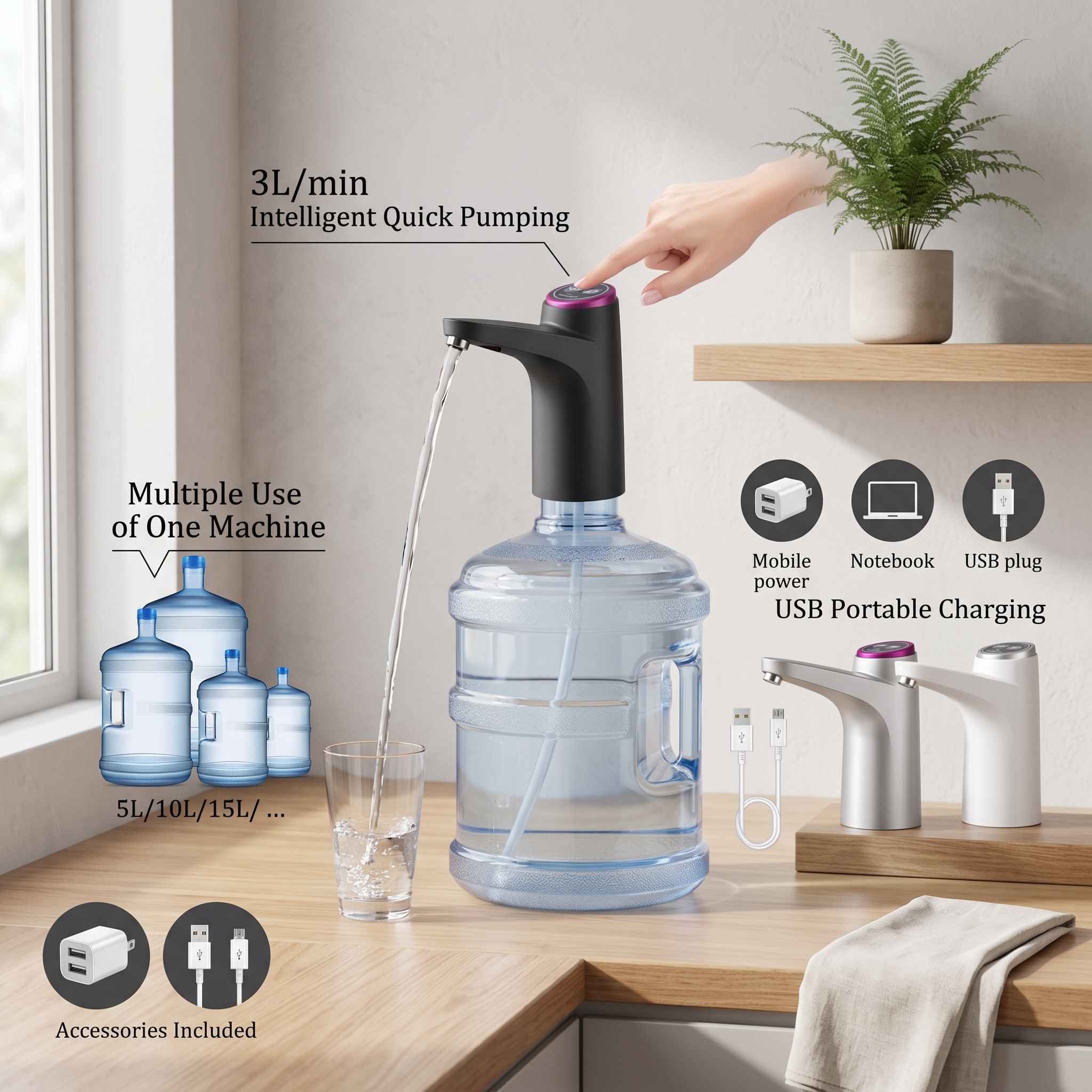 Automatic Portable Water Bottle Pump Dispenser - Image 3