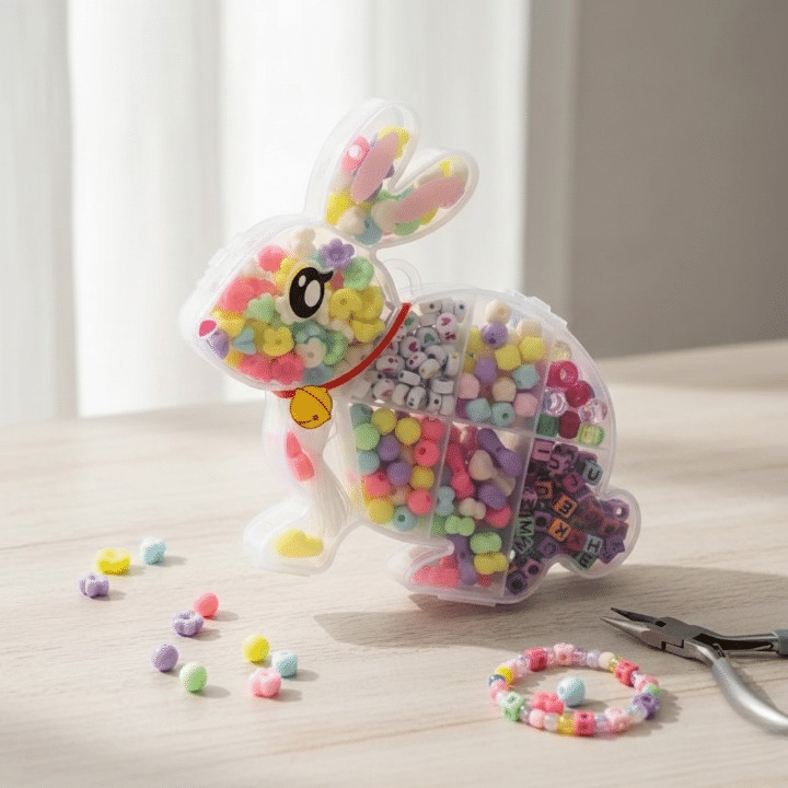 Single DIY Beads Set With Bunny Shape Storage Box For Bracelet And Locket Making With Different Beads In One - Image 2