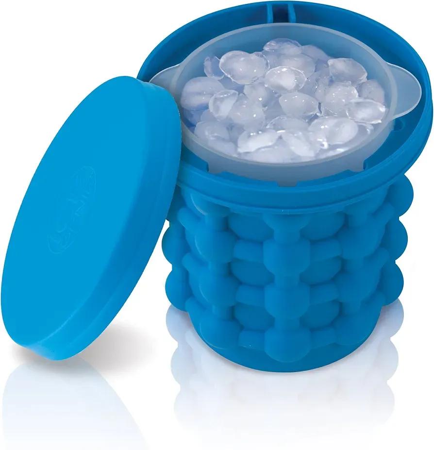 Ice Genie Silicone Ice Cube Maker - 120 Ice Cube Capacity Space Saving Ice Bucket Containers Food Grade Material Freezer Beverage Cooler - Image 2