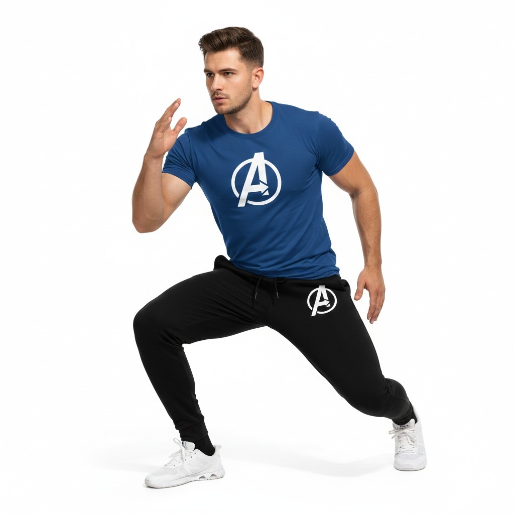 Stylish two Peice A Printed Round Neck Half Sleeves Casual Tracksuit Amazing And Trendy T Shirt And trouser for men and boys Gym Part Shirt And Jogging Track - Image 7