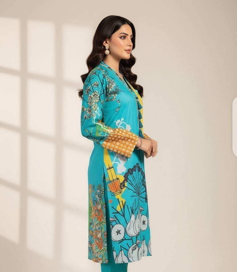 1 Piece Unstitched Digital Swiss Lawn Shirt For Girls & Women 2.5 Yard Shirt Cutting - Image 5